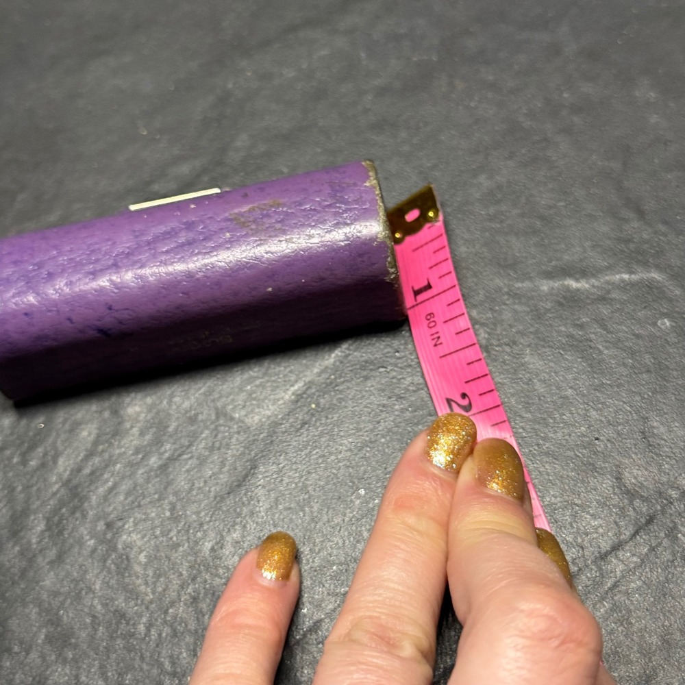 Buxton Vintage Purple Genuine Leather Lipstick Case with Mirror Gold Tone Snap - Picture 3 of 9